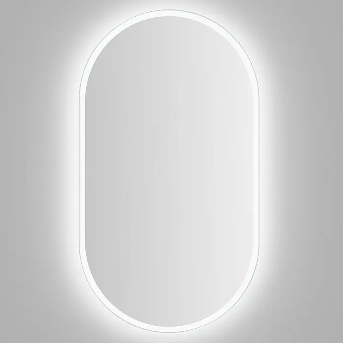 Camargue Lichtspiegel Silver Supreme - B x H: 50 x 90 cm, Silber, Leuchtmittel - Elegantes ovales Spiegeldesign mit sanfter Hintergrundbeleuchtung, das einen modernen und stilvollen Akzent im Raum setzt.