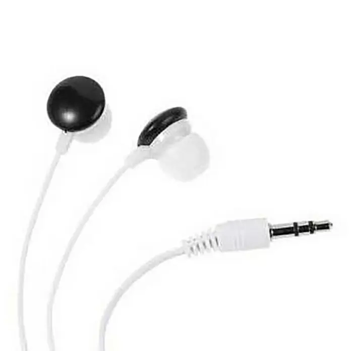 Vivanco Auriculares Stereo - Negro - Primer plano de auriculares blancos con auricular negro y conector blanco. Ideal para amantes de la música.
