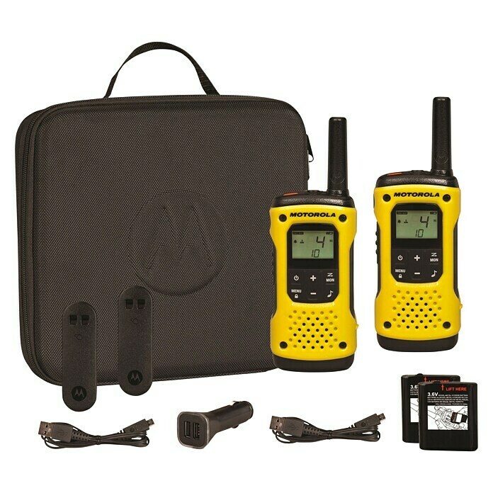 Comprensión Tener un picnic patrón Motorola Walkie talkies TLKR T92 H2O (Alcance: 10 km, Amarillo) | BAUHAUS