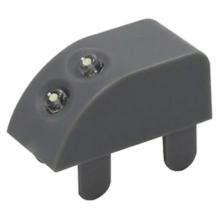 Set de focos LED empotrables para bisagras - L x An x Al: 4 x 6 x 2 cm, 2 ud. - Primer plano de un módulo LED gris con dos LEDs y dos pines, ideal para aplicaciones de iluminación interior.