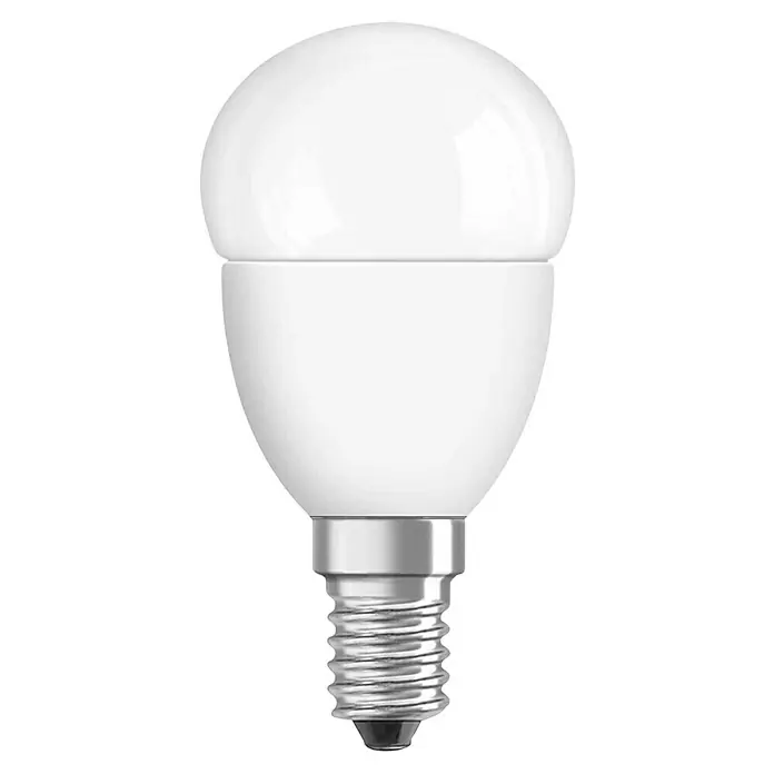 Neolux Bombilla LED CLP25 - E14, 4 W - Primer plano de una bombilla LED blanca con base de rosca sobre fondo negro, ideal para iluminación energéticamente eficiente.