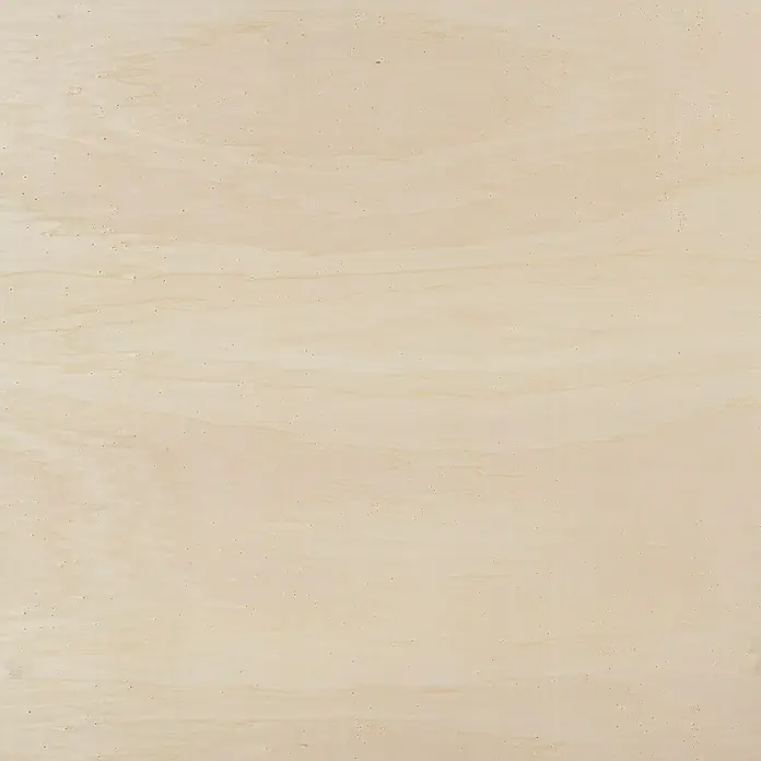 Tablero contrachapado al corte Chopo - 244 cm x 122 cm x 10 mm - Panel de madera marrón claro con grano fino. La superficie de la madera es ligeramente porosa y tiene un aspecto natural.