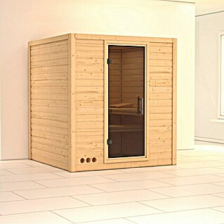 Karibu Elementsauna Mojave (Ohne Ofen, Ohne Dachkranz, Materialspezifizierung Tür: Ganzglas Graphit, L x B x H: 196 x 196 x 192 cm)