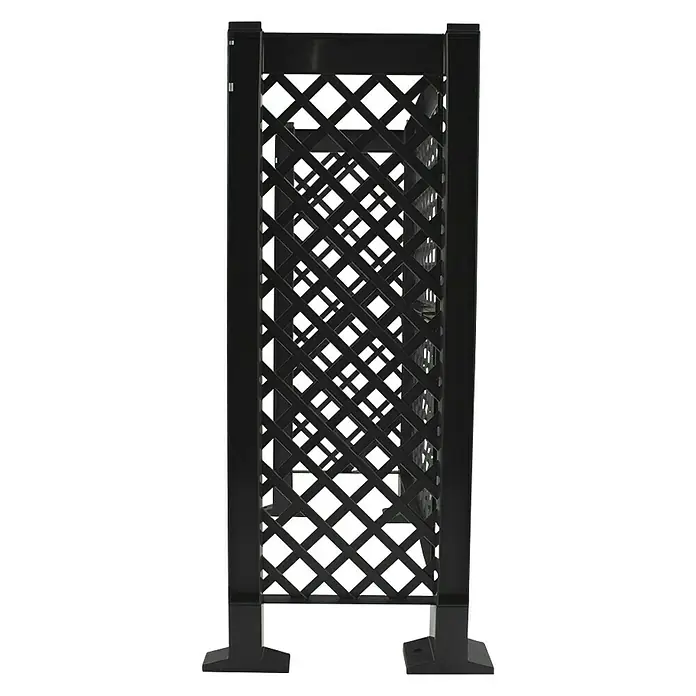 KHW Mülltonnenbox Verkleidung - 119 x 49 x 100 cm, Kunststoff, Anthrazit - Hier ist ein Bild eines eleganten schwarzen Sichtschutzzaunes mit dekorativem Gittermuster, ideal für Garten oder Terrasse.