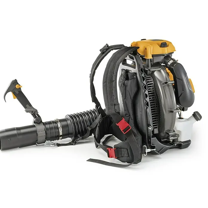 Stiga Benzin-Laubbläser BL 980 R - 3,1 kW, Blasgeschwindigkeit: 360 km/h, Blasleistung: 25 m³/min, 75,6 cm³ - Ein gelb-schwarzer Laubbläser mit Rucksackfunktion, ideal für Gartenarbeiten. Komfortabel und effizient für große Flächen.