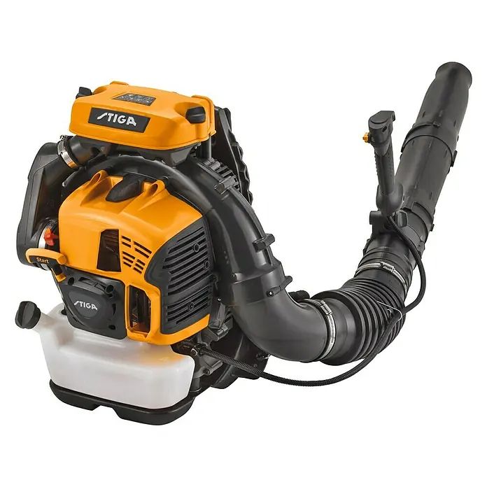 Stiga Benzin-Laubbläser BL 980 R - 3,1 kW, Blasgeschwindigkeit: 360 km/h, Blasleistung: 25 m³/min, 75,6 cm³ - STIGA Laubbläser mit gelb-schwarzem Design. Leistungsstarkes Gerät für die Gartenarbeit.