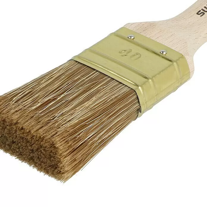 swingcolor Premium Lasur-Flachpinsel - Breite Borsten: 40 mm, Hollestermischung, Naturholz - Detailaufnahme