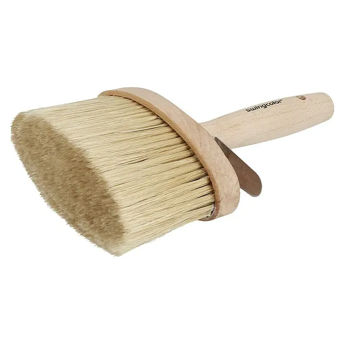 swingcolor Premium Fassadenbürste - Breite Borsten: 140 mm, Mischborsten, Naturholz - Pinsel mit hellem Holzgriff und Naturhaarborsten. Ideal zum Malen und Lackieren, bietet präzise Ergebnisse.