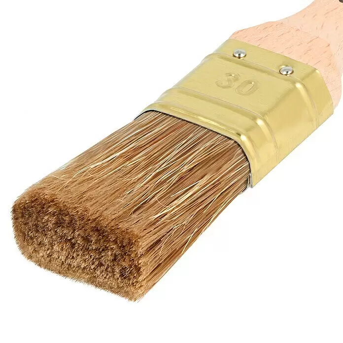 swingcolor Premium Lasur-Flachpinsel - Breite Borsten: 30 mm, Hollestermischung, Naturholz - Detailaufnahme