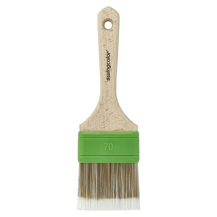swingcolor Premium Wachspinsel - Breite Borsten: 70 mm, Spezielle Borstenmischung, Naturholz - Pinsel der Marke Swingcolor mit einem grünen Band und dem Aufdruck "70". Ideal für Malerarbeiten.