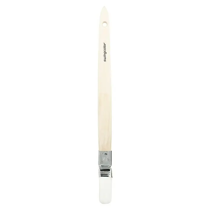 swingcolor Premium Plattpinsel - Breite Borsten: 25 mm, Gebogen, Naturholz - Pinsel mit hellem Holzgriff, Metallzwinge und weißen Borsten, ideal für Kunstprojekte.