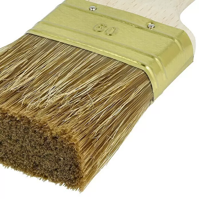 swingcolor Premium Lasur-Flachpinsel - Breite Borsten: 60 mm, Hollestermischung, Naturholz - Detailaufnahme