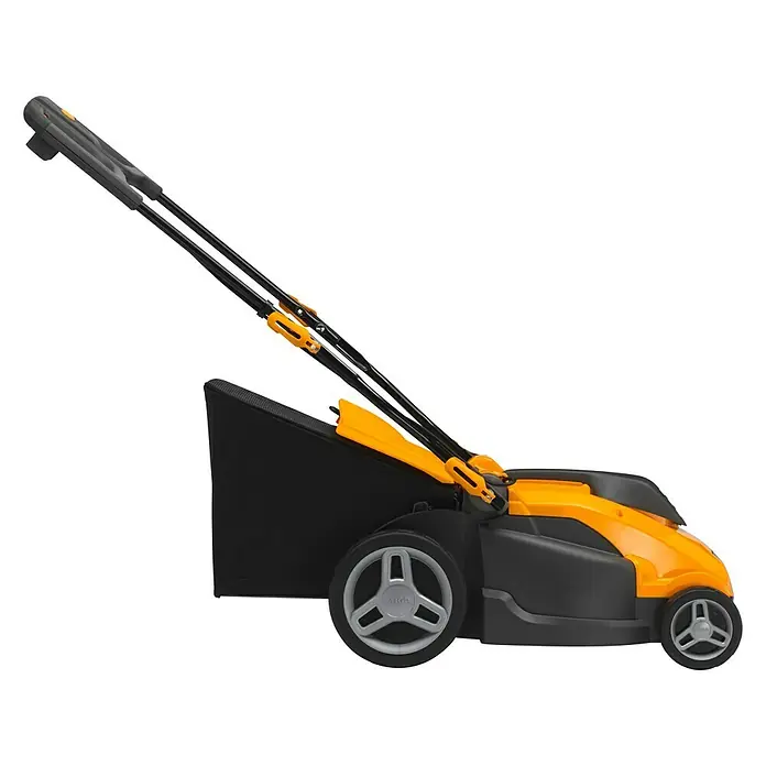 Stiga Elektro-Rasenmäher COMBI 340c - 1.600 W, Schnittbreite: 38 cm - Ein orange-schwarzer Rasenmäher mit Fangkorb. Ideal für den gepflegten Garten.
