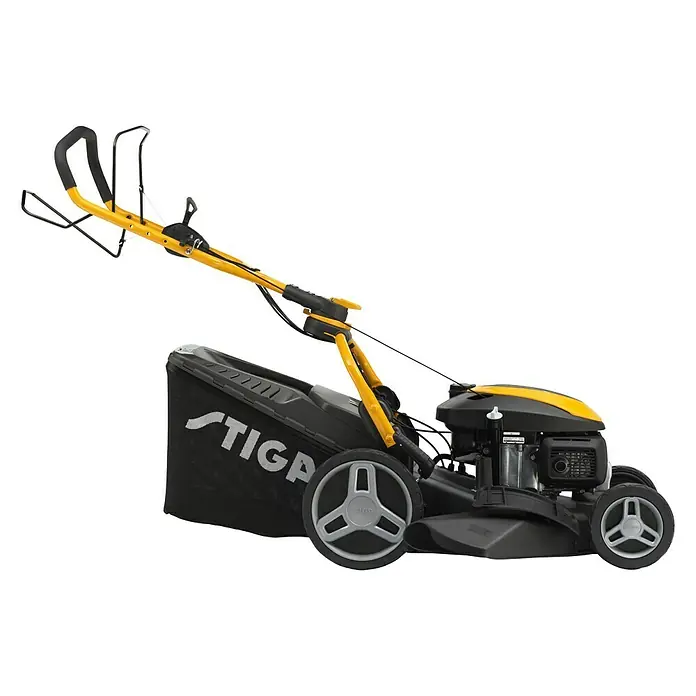 Stiga Benzin-Rasenmäher COMBI 753 V - 3,3 kW, 167 cm³, Schnittbreite: 51 cm - Dieser gelbe Stiga Rasenmäher mit Auffangkorb ist ideal für Gartenarbeiten und effiziente Rasenpflege.