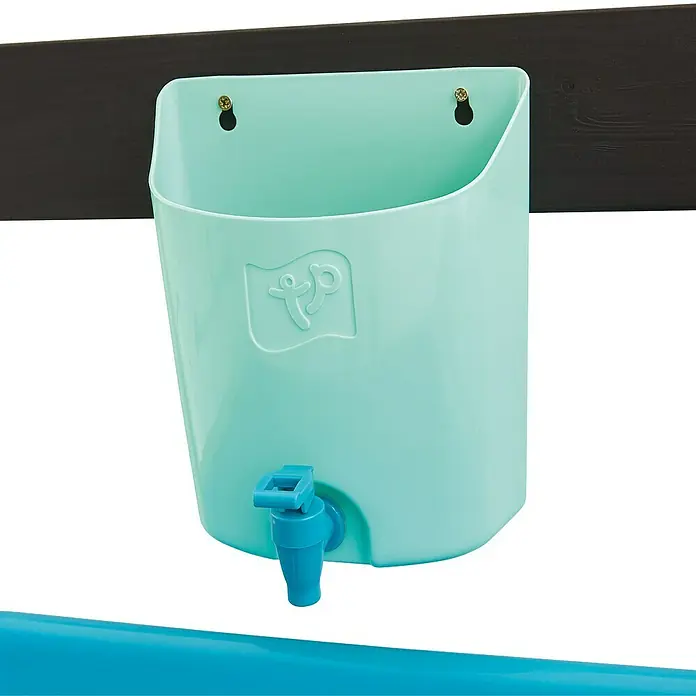 TP Toys Matschküche - 36 x 81 x 56 cm, Holz - Ein mintgrüner Wasserbehälter mit Hahn zur einfachen Nutzung im Freien. Ideal für Kinder zum Händewaschen beim Spielen.