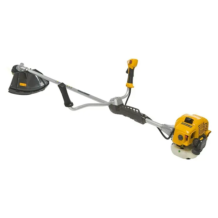 Stiga Benzin-Motorsense BC 545 B - 1.250 W, Schnittbreite Faden: 45 cm, Schnittbreite Messer: 25,5 cm - Freischneider: Gelber und grauer Freischneider mit gebogenem Schaft, ideal zum Trimmen von Gras und Unkraut in Gärten und Landschaften.