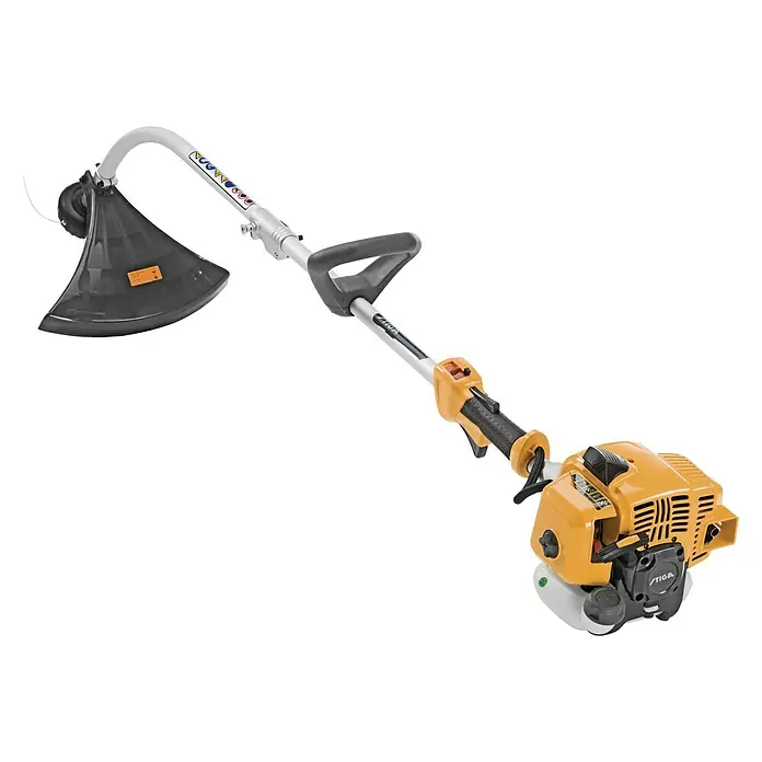 Stiga Benzin-Motorsense GT 330 A - 700 W, Schnittbreite Faden: 38 cm - STIGA Freischneider mit gebogenem Schaft, ideal zum Trimmen und Schneiden von Gras und Gestrüpp in Gärten. Ergonomisches Design für Komfort.