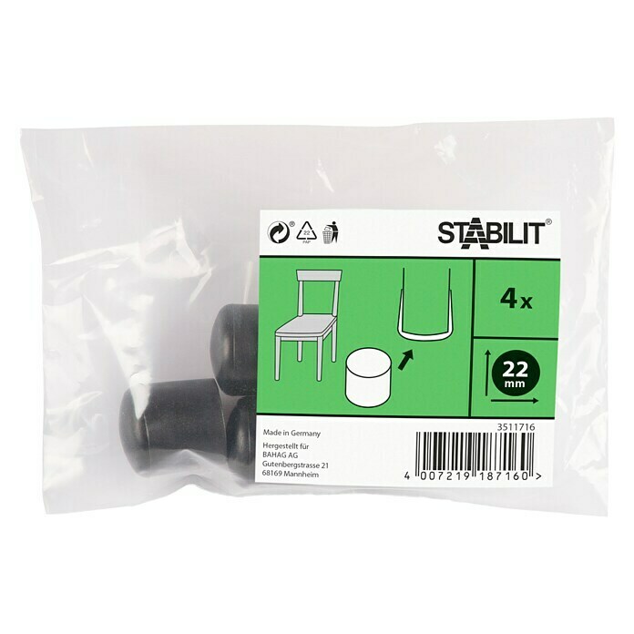 Stabilit Tapón de tuberías (22 mm, Negro, 4 uds.)
