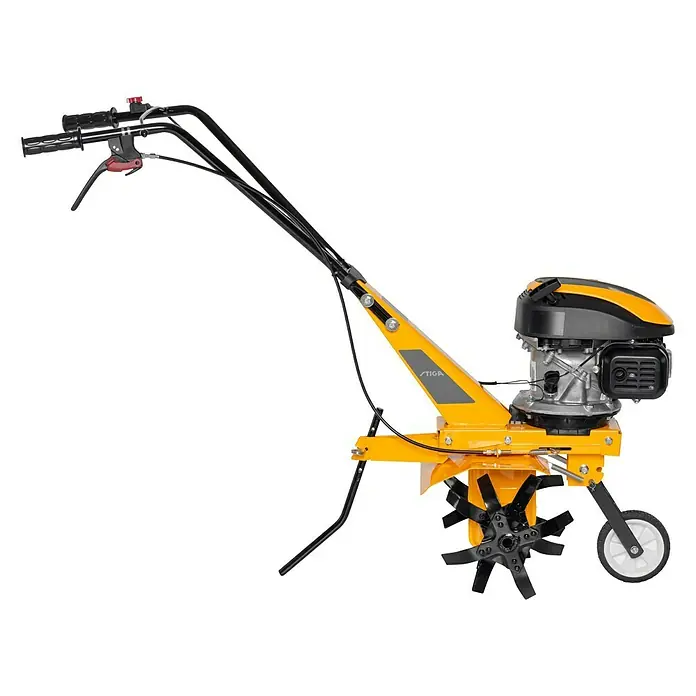 Stiga Benzin-Bodenhacke SRC 36 V - 1,9 kW, 4-Takt, Max. Flächenempfehlung: 135 m² - Der Stiga Motorhacke ist gelb und schwarz. Das Gartengerät hat einen starken Motor und unterstützt Sie perfekt bei der Gartenarbeit.