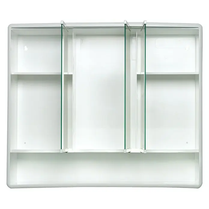 Jokey Spiegelschrank Lymo - B x H: 58 x 49,5 cm, Weiß - Weißer Spiegelschrank mit drei Fächern, getrennt durch Glasplatten, ideal für Badezimmerutensilien. Praktisch und stilvoll.
