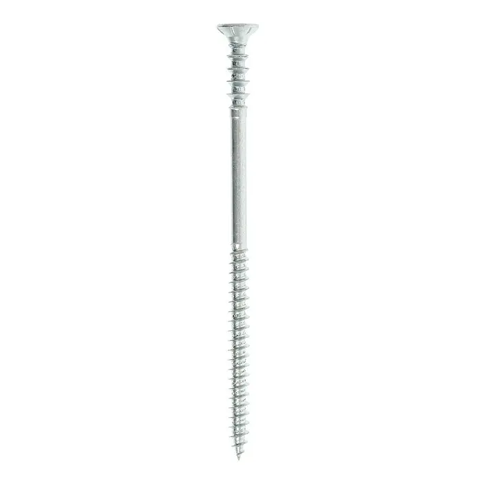 Profi Depot Justierschraube VZ - Durchmesser: 6 mm, Länge: 120 mm, TX für TORX-Antriebe, 100 Stk. - Nahaufnahme einer einzelnen, silbernen Senkkopfschraube auf schwarzem Hintergrund.