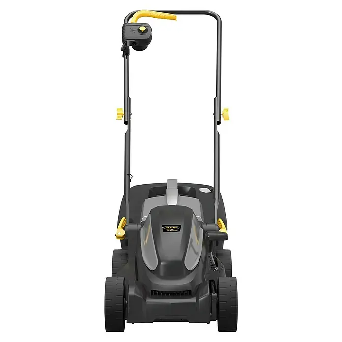 Stiga Elektro-Rasenmäher AL1 34 E - 1.200 W, Schnittbreite: 34 cm - Abgebildeter Alpina Elektro-Rasenmäher, ideal für präzises und müheloses Rasenmähen. Das leichte Design sorgt für einfache Handhabung.