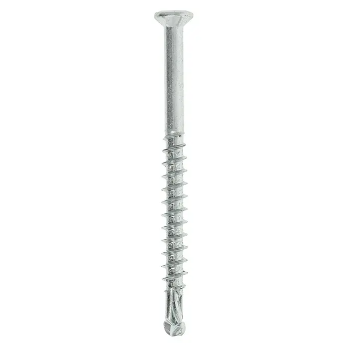 Profi Depot Dielenschraube VZ TX - Durchmesser: 3,2 mm, Länge: 40 mm, TX für TORX-Antriebe, 200 Stk. - Nahaufnahme einer Schraube mit Gewinde, ideal für Befestigungen. Ihre robuste Bauweise garantiert zuverlässigen Halt in verschiedenen Materialien.