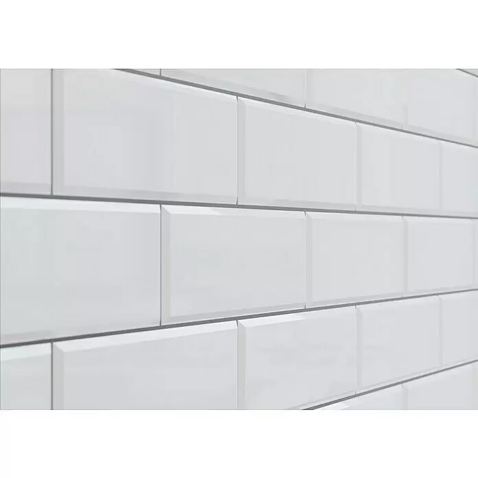 Modern Style Wandfliese Manhattan Biselado Blanco - 7,5 x 30 cm, Weiß, Glänzend - Stimmungsaufnahme