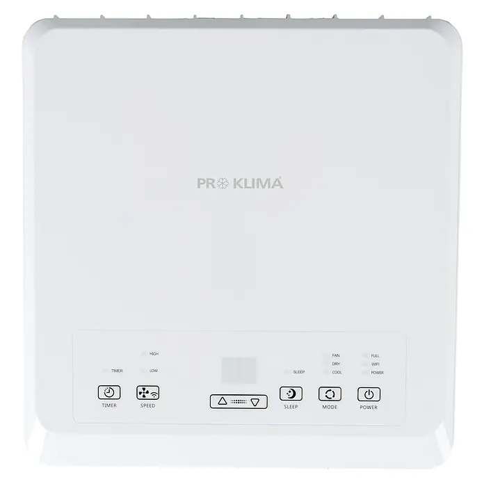 Voltomat Aire acondicionado portátil WiFi Khione - 2.600 W, Tamaño de la estancia: 26 m², Negro - Aire acondicionado blanco ProKlima con controles de temporizador, velocidad, modo de reposo, modo y encendido/apagado.