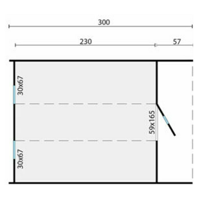 Holzklusiv Fasssauna Deluxe Line195 x 300 cm, Mit 9 kW Elektro-Ofen, Fichte Sketch