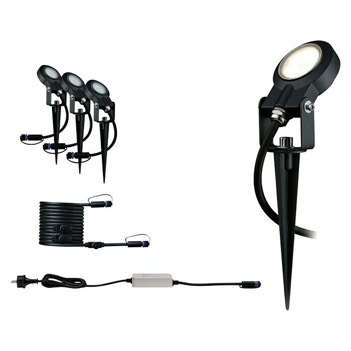 Paulmann Plug & Shine LED-Gartenspot-Set Sting6 W, 3-flammig, Erdspieß, IP67 Diagonal View