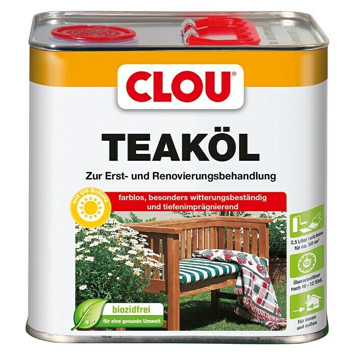 Clou Teak-Öl (2,5 l, Naturgetönt/Farblos) | BAUHAUS