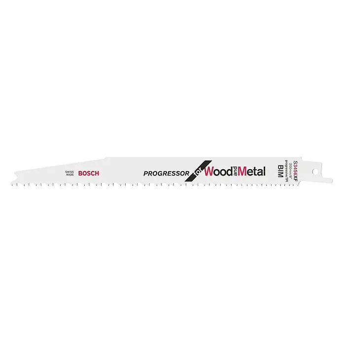 Bosch Säbelsägeblatt S 3456 XF Progressor for Wood and Metal - Länge: 200 mm - Das Bild zeigt ein Bosch Säbelsägeblatt Progressor für Holz und Metall, S3456XF BIM, ideal für präzise und schnelle Schnitte.