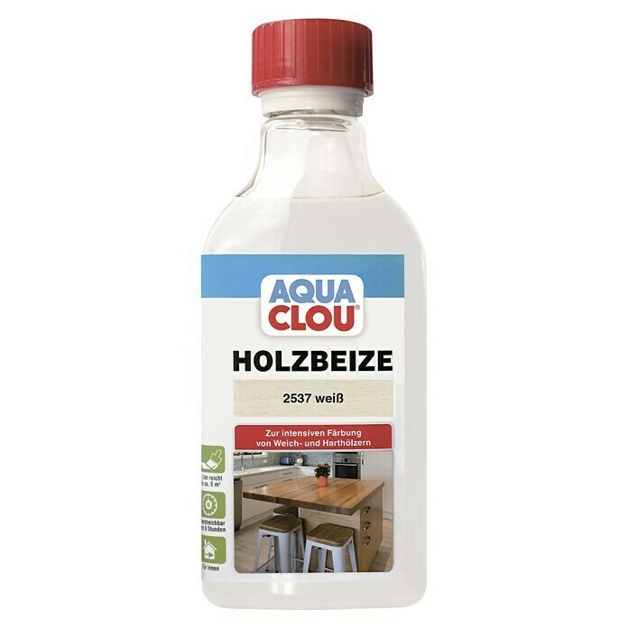 Clou Aqua Holzbeize (Weiß, 250 ml)