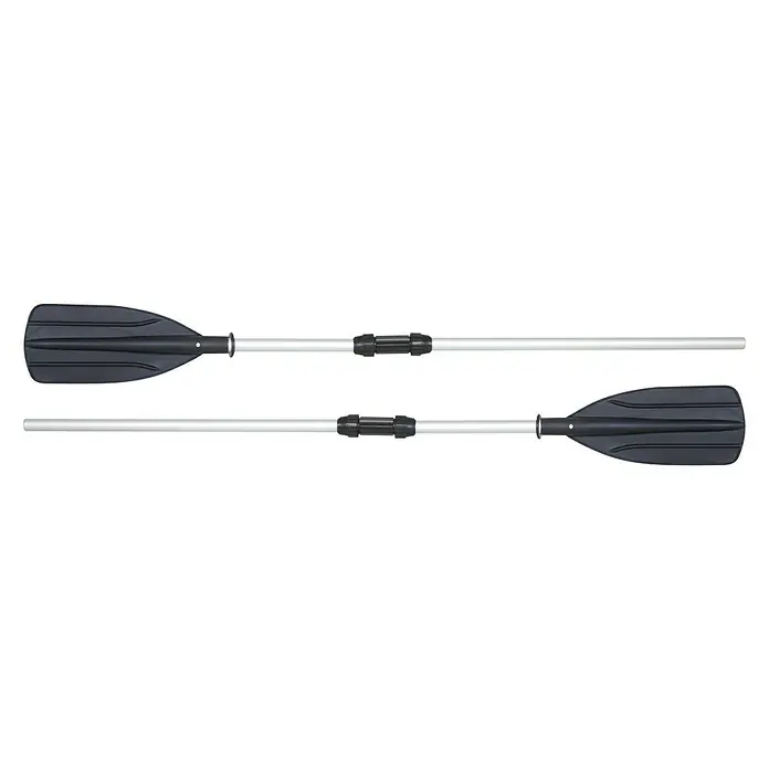 Bestway Hydro Force Lancha neumática Voyager 300 - L x An x Al: 2,43 m x 1,03 m x 31 cm, Capacidad de carga: 170 kg, Verde - Dos remos con mangos plateados y palas negras, utilizados para canoas o kayaks. Los remos son ajustables en longitud.