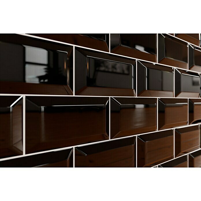 Modern Style Wandfliese Manhattan Biselado Negro (7,5 x 15 cm, Schwarz, Glänzend) | BAUHAUS