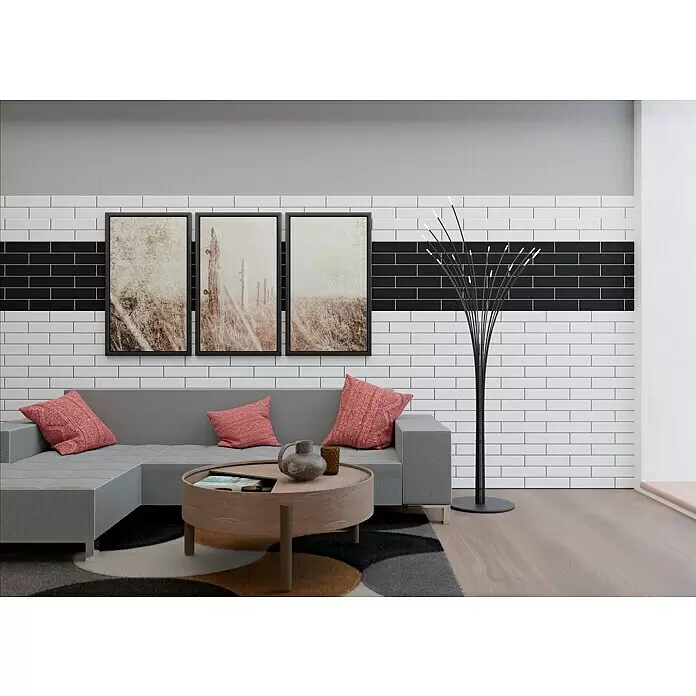 Modern Style Wandfliese Manhattan Biselado Blanco - 7,5 x 30 cm, Weiß, Matt - Stimmungsaufnahme