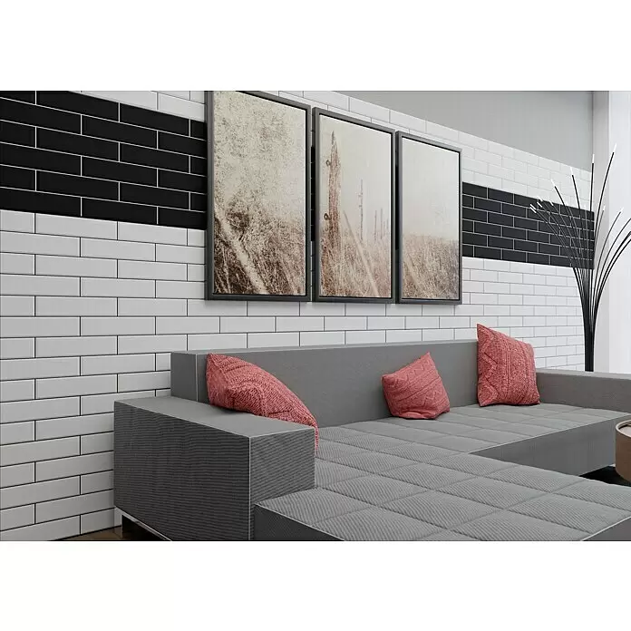 Modern Style Wandfliese Manhattan Biselado Blanco - 7,5 x 30 cm, Weiß, Matt - Stimmungsaufnahme