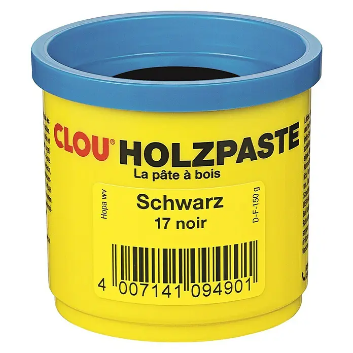 Clou Holzpaste - Schwarz, 150 g - Dose Clou Holzpaste in Schwarz, ein Produkt zur Holzreparatur und -ausbesserung, ideal für Heimwerker und Profis.