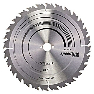 Bosch Kreissägeblatt Speedline Wood (Durchmesser: 315 mm, Bohrung: 30 mm, 28 Zähne)
