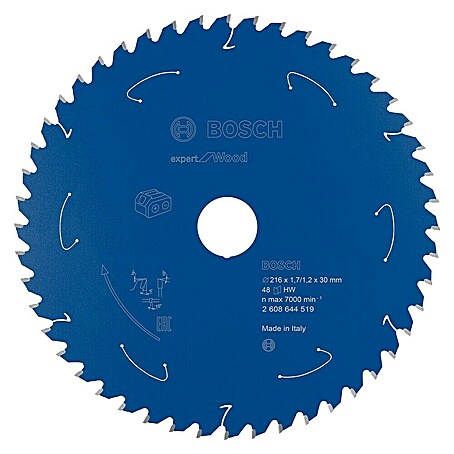 Bosch Kreissägeblatt Expert for Wood (216 mm, Bohrung: 30 mm, Anzahl Zähne: 48 Stk.)
