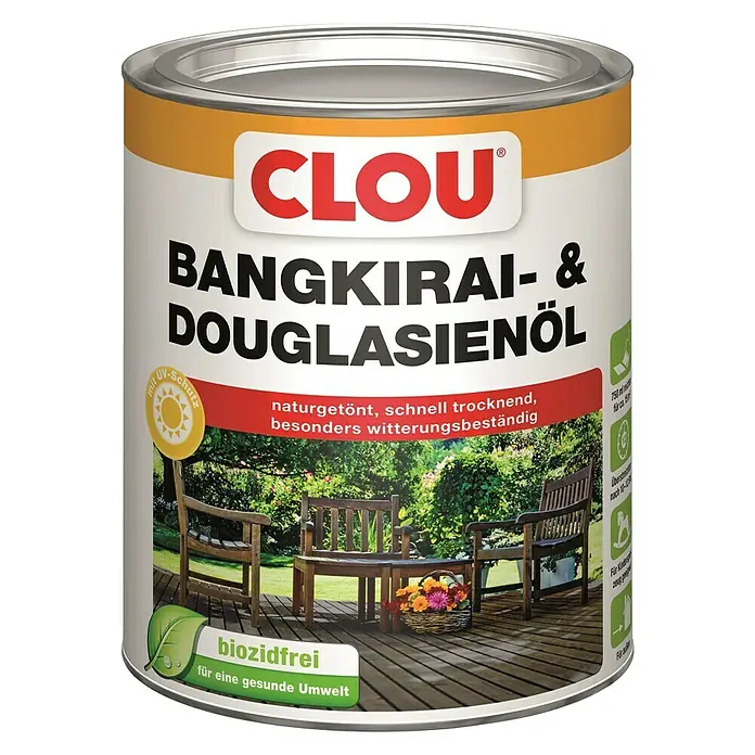 Clou Bangkirai-Öl & Douglasien-Öl - Naturgetönt/Farblos, 750 ml - Dose Clou Bangkirai- und Douglasienöl, naturbetonend, schnell trocknend und witterungsbeständig für den Außenbereich.