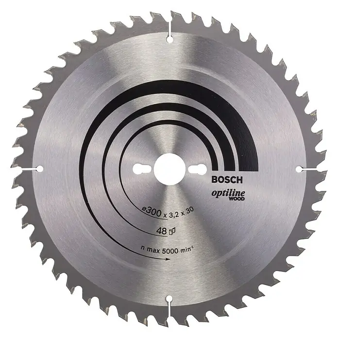 Bosch Disco de sierra Optiline Wood - 300 mm, Orificio: 30 mm, Número de dientes: 48 ud. - Hoja de sierra circular Bosch Optiline Wood con 48 dientes, diámetro 300 mm, para carpintería.