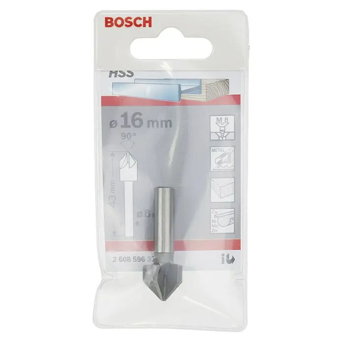 Bosch Avellanador cónico HSS - Diámetro de la broca: 16 mm, Varilla redonda - Captura de una broca de avellanar HSS de Bosch con Ø 16 mm, apta para metal y otros materiales como madera, cobre, níquel, magnesio y zinc.
