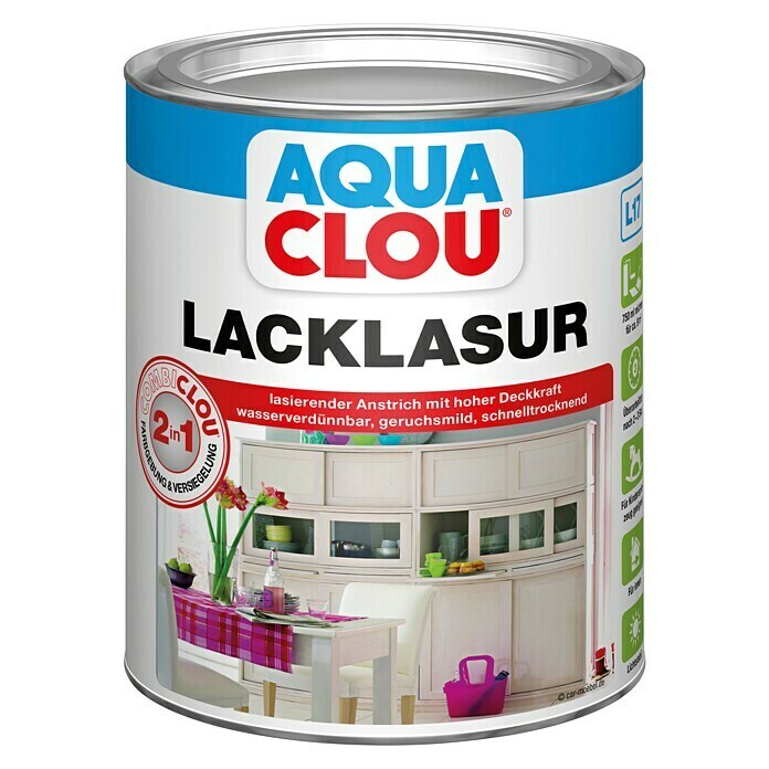 Clou Aqua Lacklasur Combi-Clou L17 (Weiß, 750 ml, Seidenmatt)