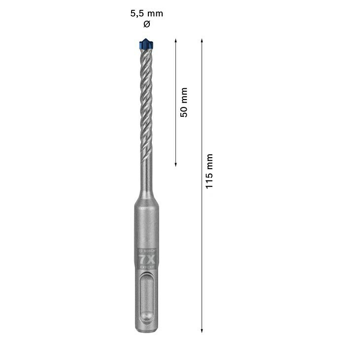 Bosch Expert Beton- & Steinbohrer SDS Plus-7X (1 Stk., Durchmesser Bohrer: 5,5 mm, 50 mm) | BAUHAUS