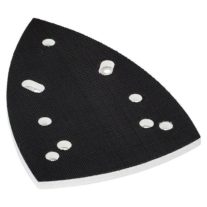 Bosch Schleifplatte100 x 150 mm, 1 Stk. - Dreieckige Schleifplatte mit Löchern für Staubsaugeranschluss, ideal für präzises Schleifen von Ecken und Kanten mit guter Staubabsaugung.