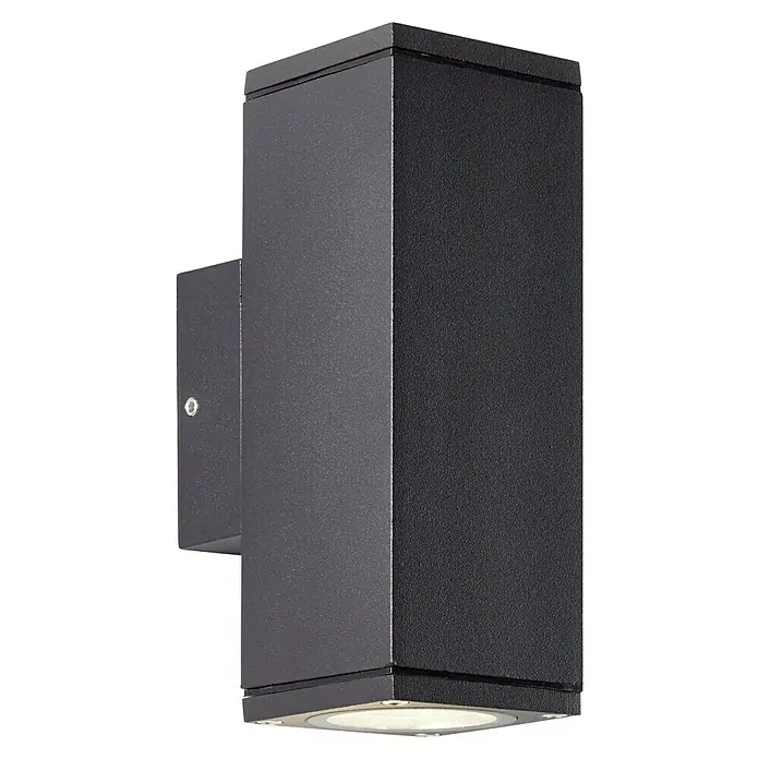 Brilliant Außenwandleuchte Hally - 60 W, 9,3 x 6,3 x 15,5 cm, Anthrazit, IP44 - Moderne schwarze Außenwandleuchte mit rechteckigem Design, ideal für die Beleuchtung von Hauswänden und Eingangsbereichen.