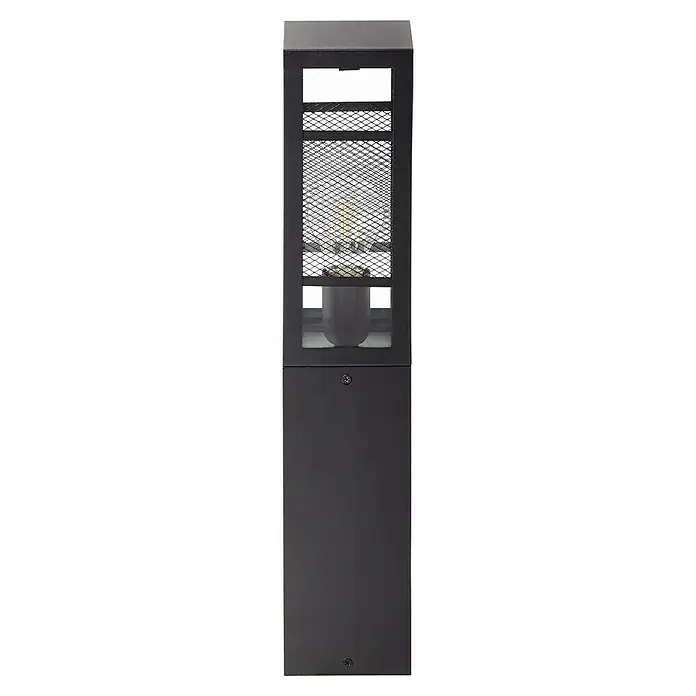 Brilliant Getta Außensockelleuchte - 40 W, Farbe Gehäuse: Schwarz, 10 x 10 x 50 cm, Ohne Leuchtmittel - Elegante schwarze Außenleuchte mit Gitterdesign und warmem Licht, perfekt für Garten oder Terrasse. Die Lampe sorgt für stimmungsvolle Beleuchtung.