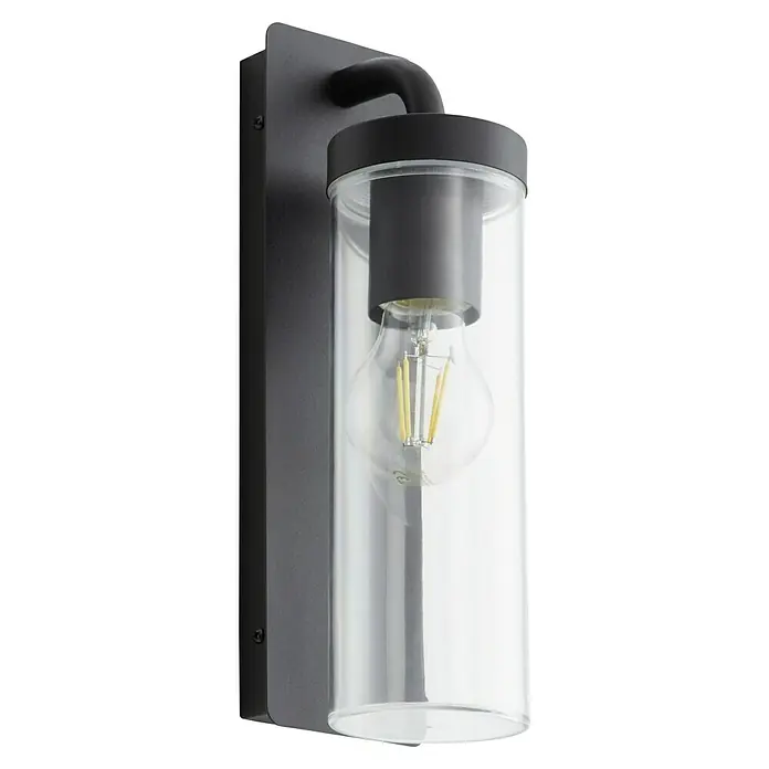 Brilliant Außenwandleuchte Aosta - 60 W, 12 x 8,5 x 30,6 cm, Schwarz matt, IP44, Hängend - Moderne Wandleuchte mit klarem Glaszylinder und schwarzer Halterung für stilvolle Beleuchtung im Innen- und Außenbereich.
